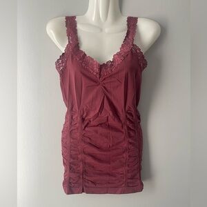 Burgundy Kismet Lace Strap Tank